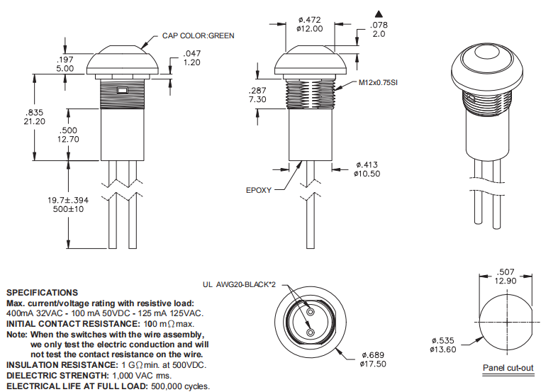 Engineering_Diagram_12mm_Waterproof_Self - reset_Switch.png