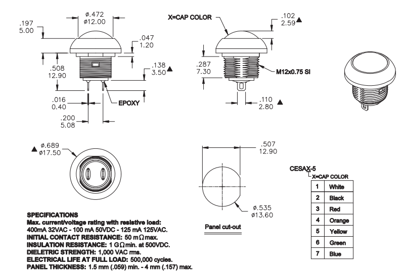 Engineering_Diagram_12mm_Round_Waterproof_Metal_Edge_Baseball_Pattern_Switch.png