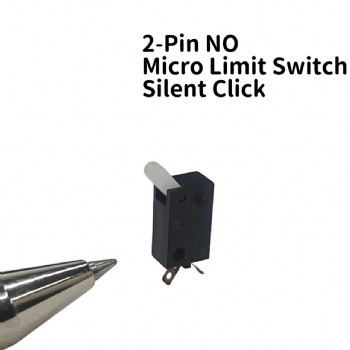 High-Quality Miniature 2-Pin NO Micro Limit Switch - Black, Silent Operation with Travel & Limit Reset, Light Tactile Reset