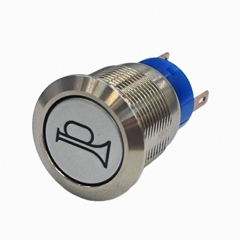 Createn Stainless Steel Panel - mount Push - button Switch with Horn Icon, Ideal for Audio Signaling Applications