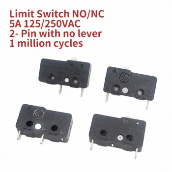 Createn Limit Switch with Normally Open Contact, Medium-Sized Micro Switch, 2-Terminal (NO/NC), No Lever, White Dot, 5A 125/250V Button Switch