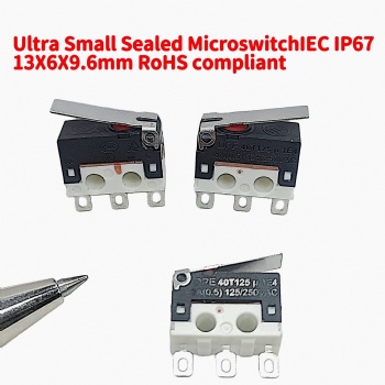 Createn N-Type Large Hole Base Ultra-Small Waterproof Microswitch, Straight Handle, Soldering Wire Terminal, Rubber Sealed, Dustproof