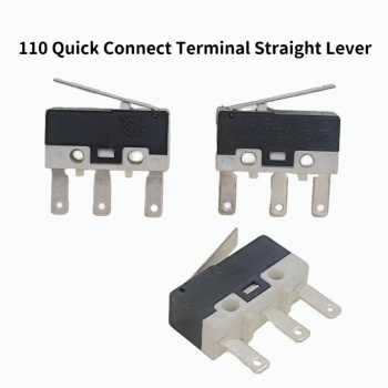 Createn 3-Pin SPDT Quick-Connect Micro Switch - Medium Straight Lever for Mouse/Travel/Limit Control, NO/NC 110 Terminals 5A