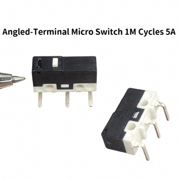 Createn Medium SPDT Micro Switch with Left/Right Angled Terminals - 1M Cycles, 5A Silver Alloy Contact, RoHS for Mouse/Limit Control